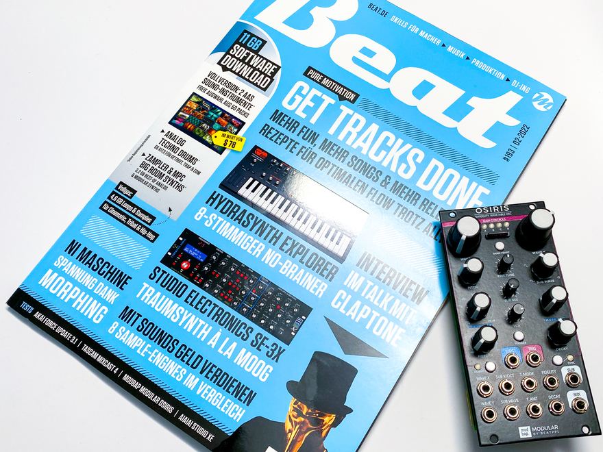 Beat magazine issue 193 beside the Modbap Osiris module